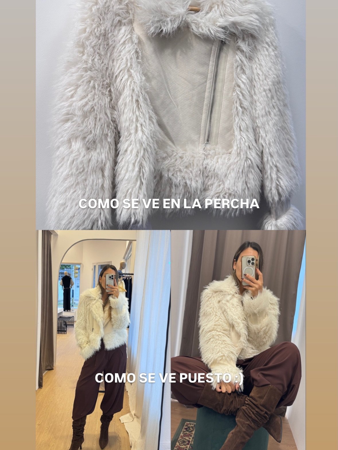 Campera Peluche Crudo